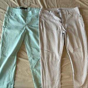 d. jeans Women's Skinny Jeans - Mint and White Patterned